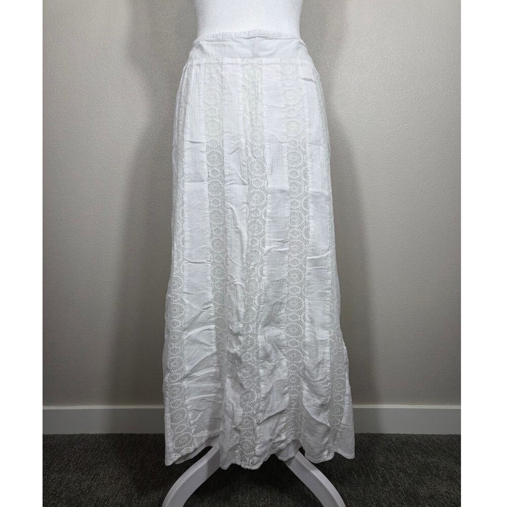 Studio West Boho White Gauzy Lace Maxi Skirt Size Large